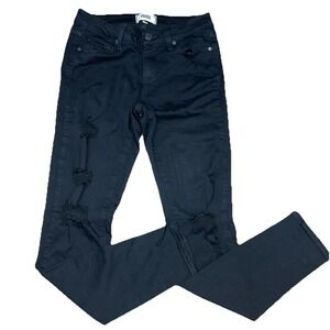 Paige Verdugo Ultra Skinny Frayed Jeans Womens 26 Black Denim Mid Rise Stretch
